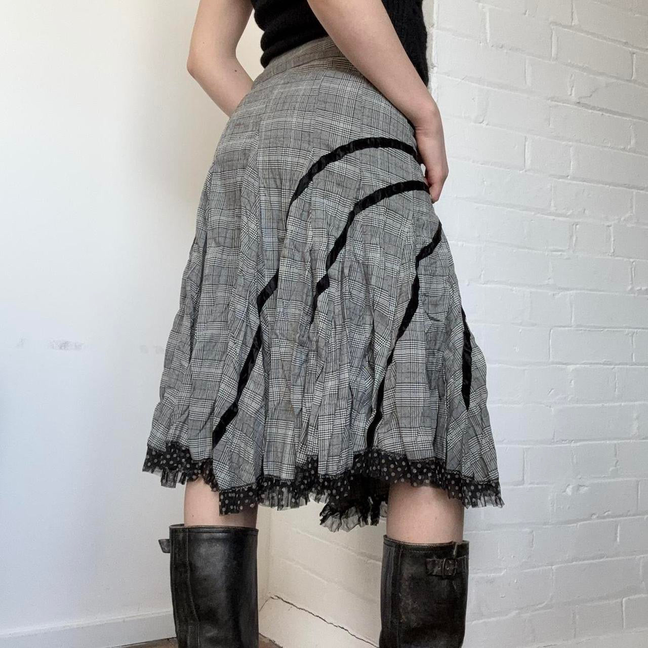Grey and Black Plaid Grunge Skirt