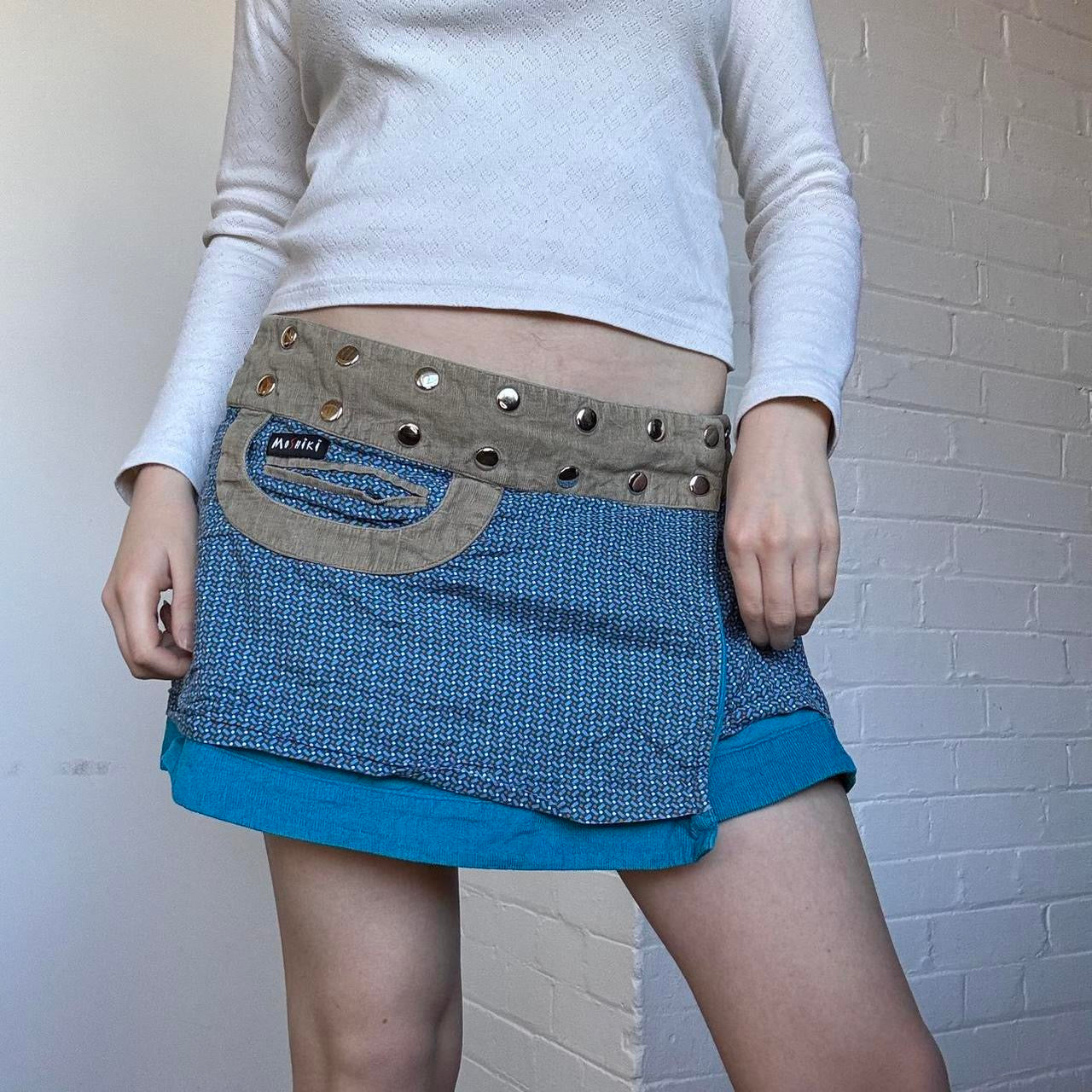 Blue Reversible Mini Skirt
