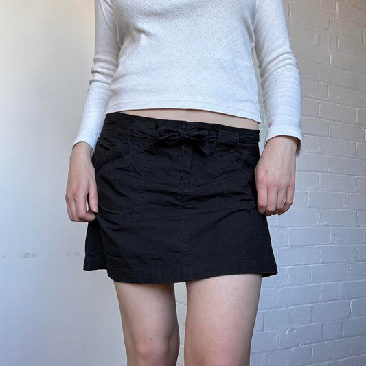 Black Cargo Mini Skirt