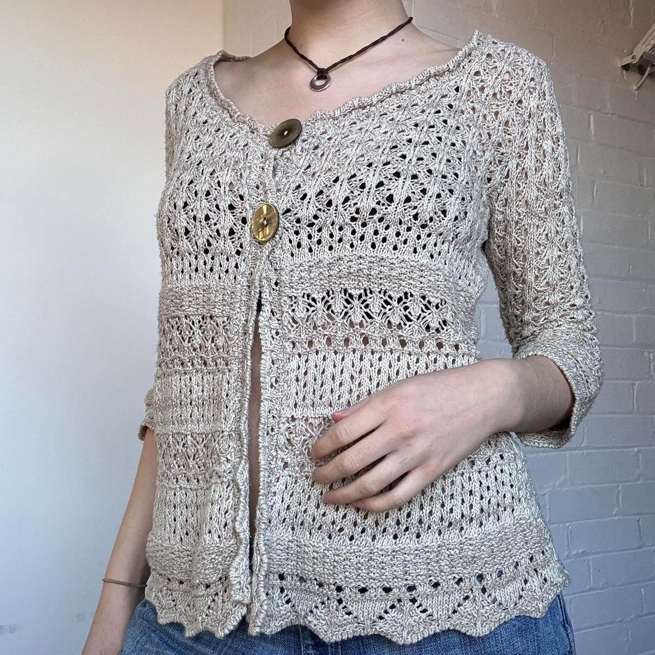 Cream Crochet Cardigan