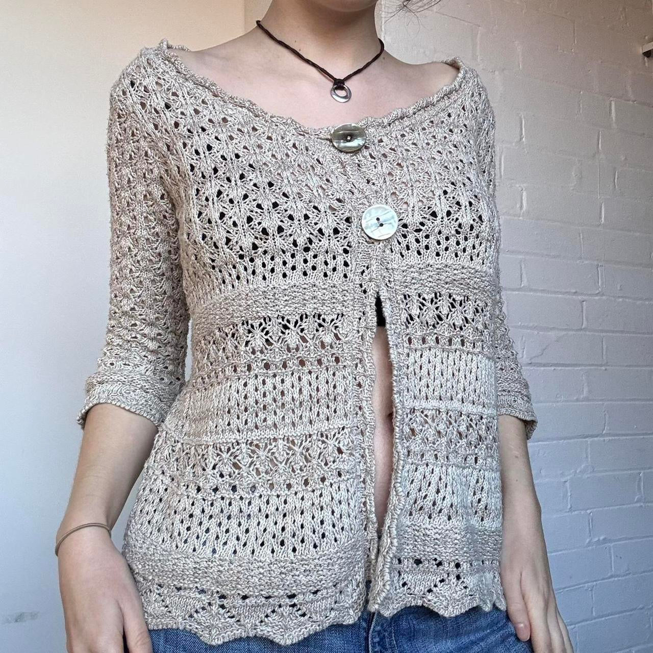 Cream Crochet Cardigan