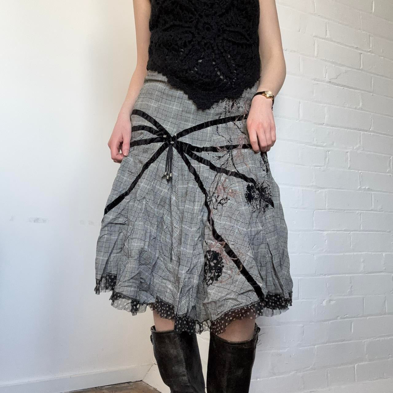 Grey and Black Plaid Grunge Skirt