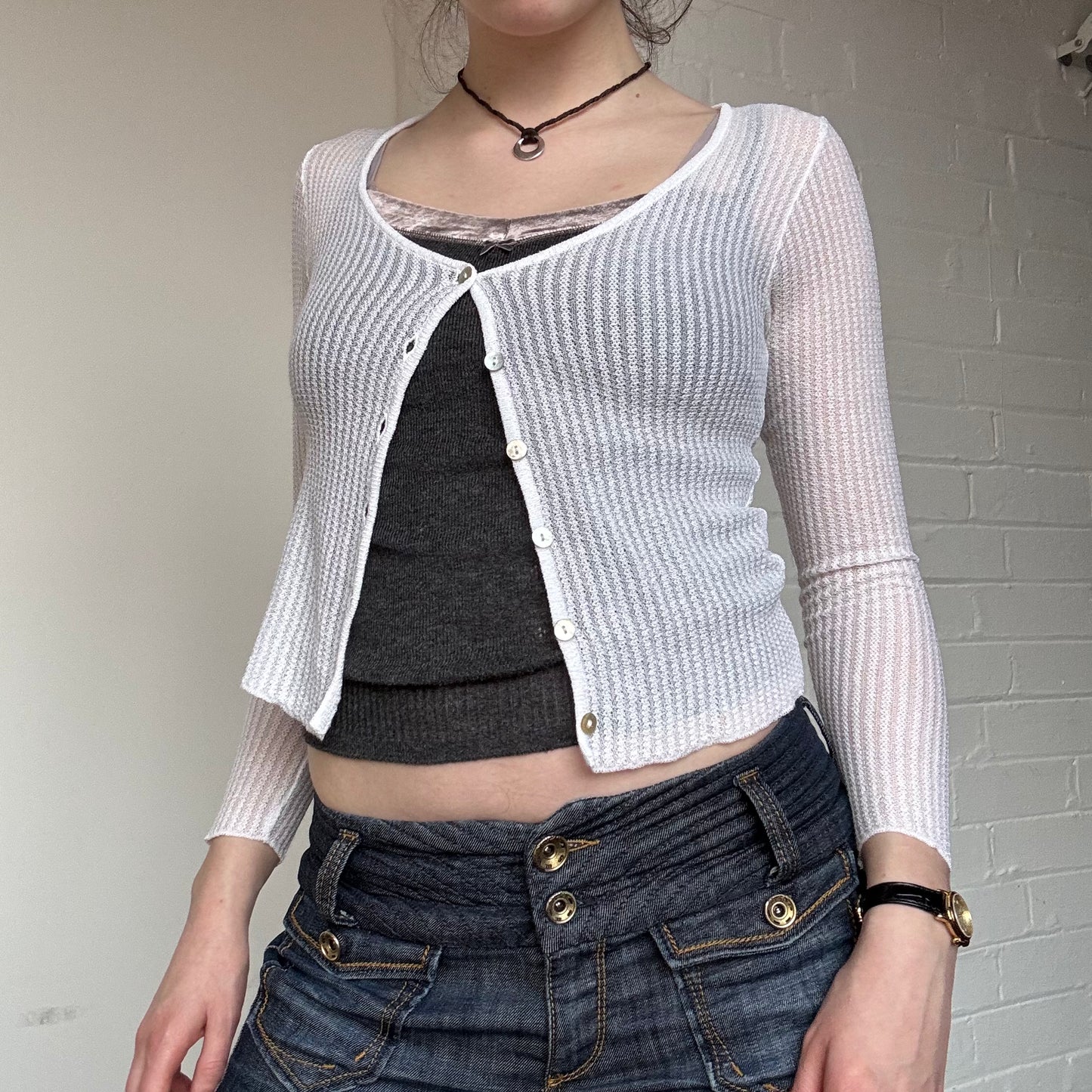 White cardigan