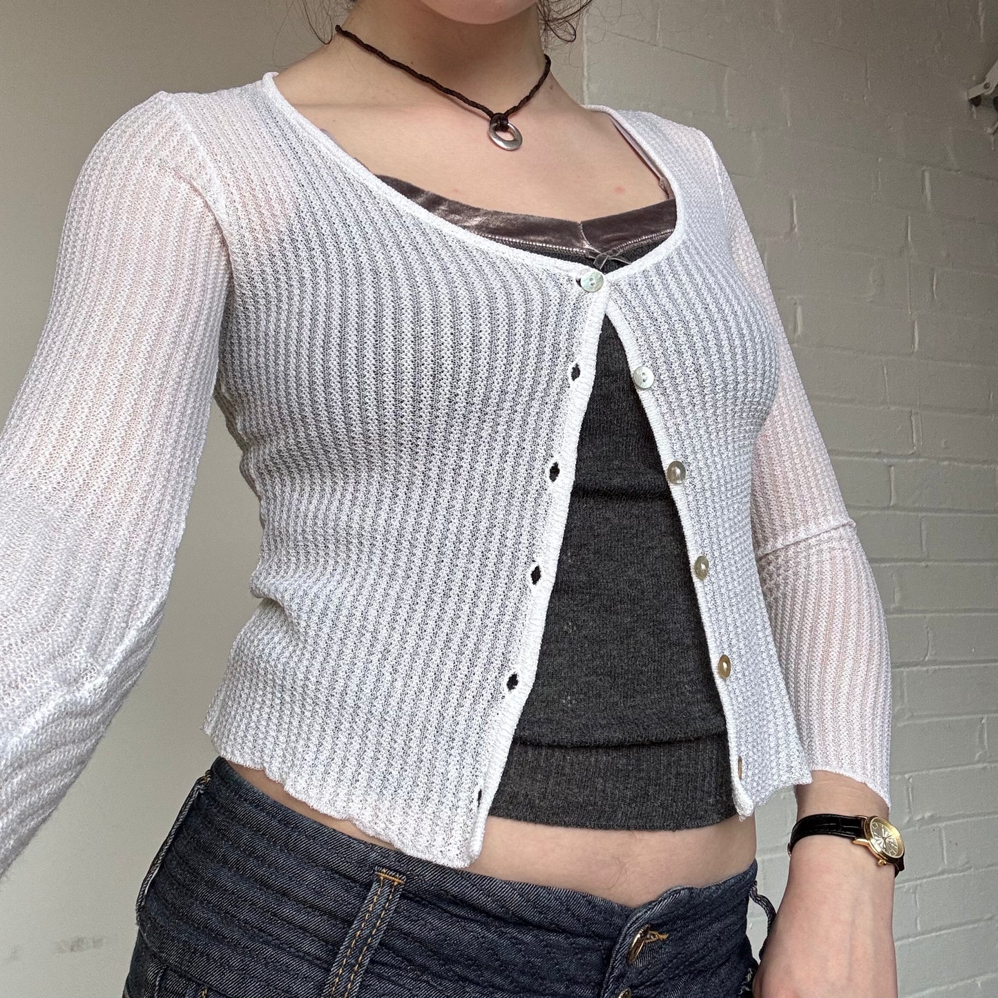 White cardigan
