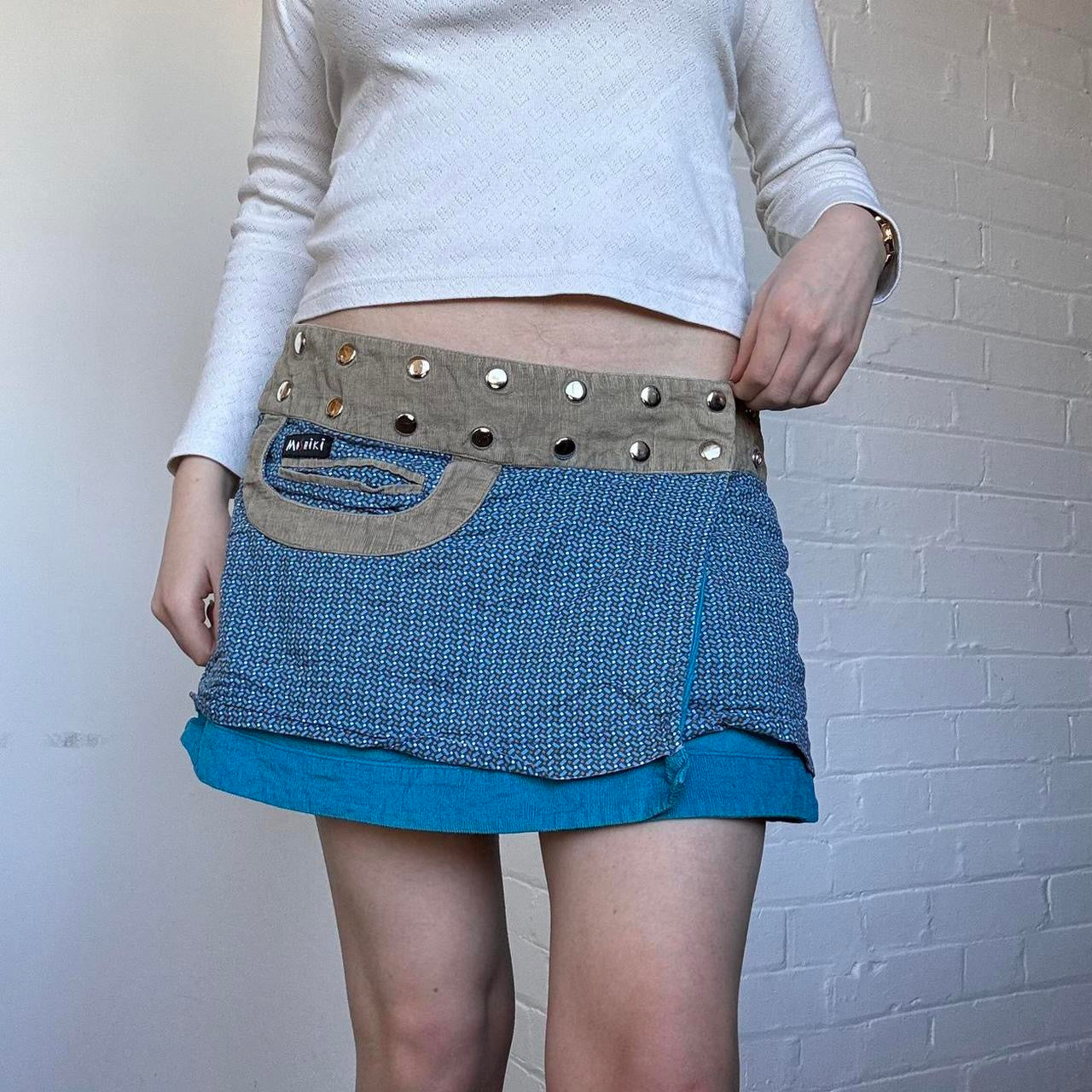 Blue Reversible Mini Skirt