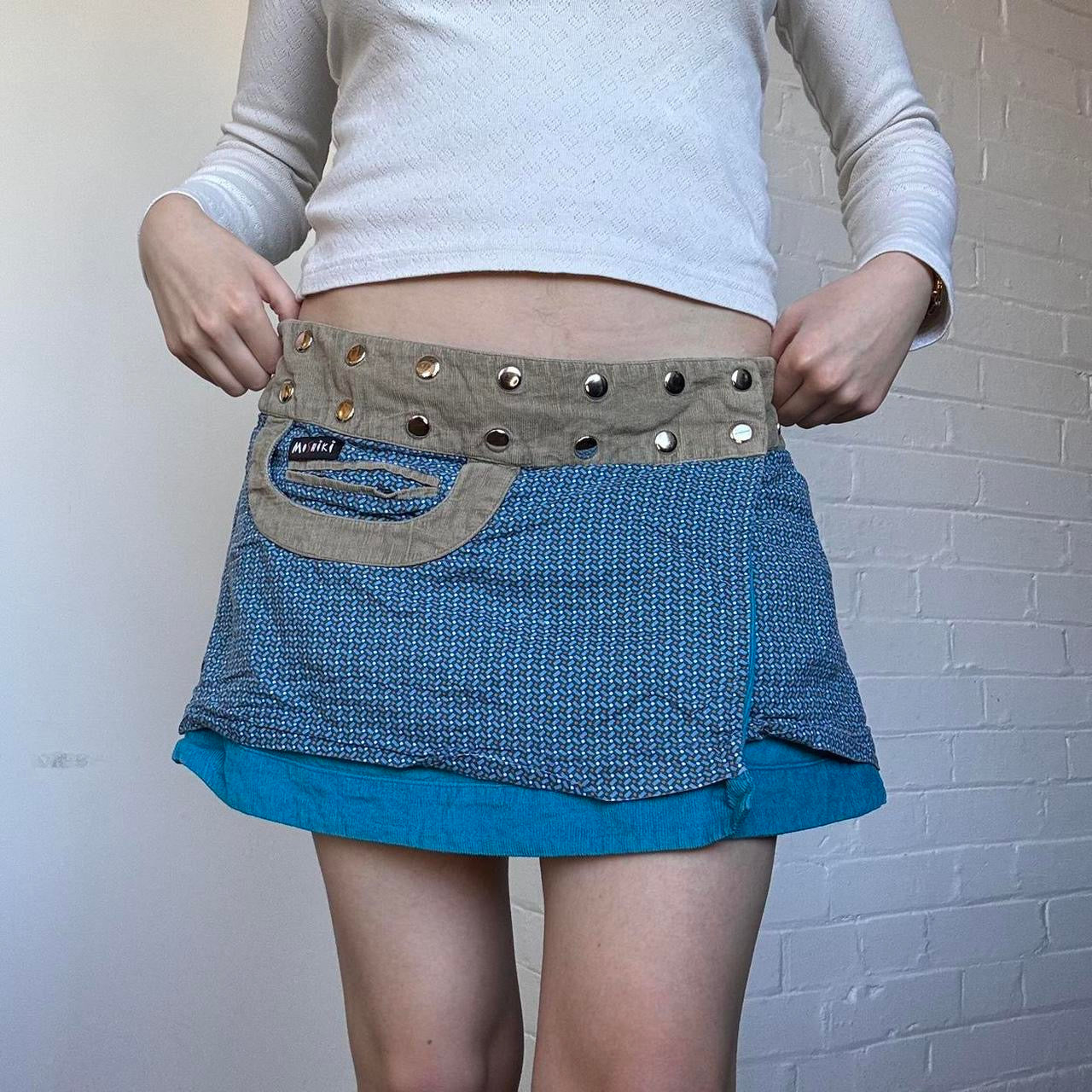 Blue Reversible Mini Skirt