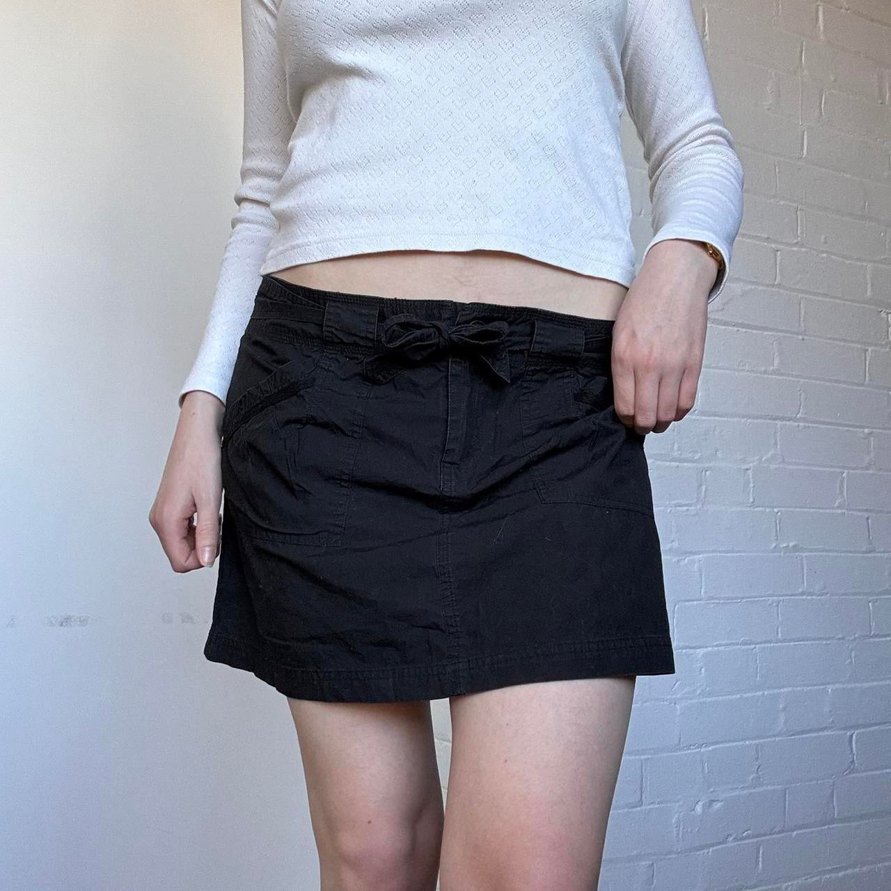 Black Cargo Mini Skirt