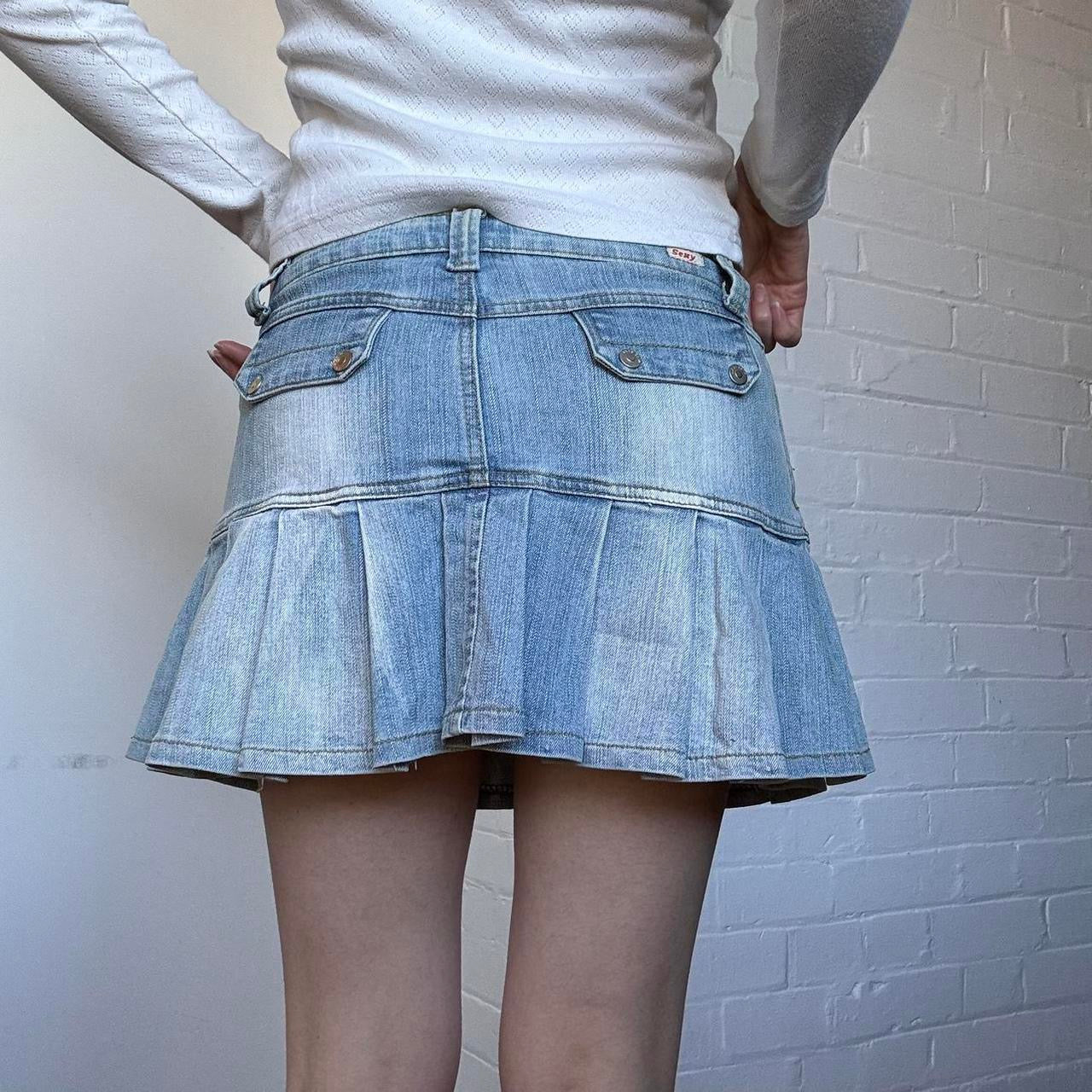 Low Rise Denim Mini Skirt