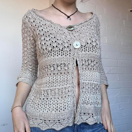 Cream Crochet Cardigan
